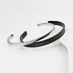 They are the best gifts for couples to memory your first date of meeting with each other, to celebrate your anniversary of your engagement, wedding. Strongly recommended. Both cuff bracelets are adjustable to fit all wrist sizes, by stretching both ends outward. Personalize you and his bangle with the date, quto, or the coordinate. The personalized cuff bangle comes in black for him and silver, gold, or rose gold for her. The bracelet's surface can engrave up to 12 characters with a choice of 7 Personalized Couples Bracelets For Anniversary, Couples Bracelets For Valentine's Day Anniversary, Minimalist Bracelet For Anniversary And Father's Day, Minimalist Bracelet For Father's Day Anniversary, Couples Long Distance, Matching Bracelets For Couples, Best Gifts For Couples, Bracelets For Couples, Coordinates Bracelet