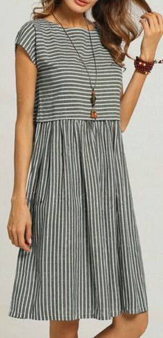 Neck Women, Striped Short, Dress Sewing Patterns, Buy Dress, Linen Dress, Sewing Dresses, Dresses For Women, Dress Patterns