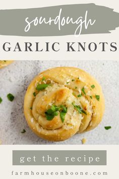 an image of garlic knots with text overlay