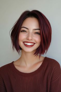 21. Razor-Cut Bob with Burgundy Tint (Short Hairstyles With Layers) - Short Hairstyles With Layers Razor Cut Bob, Layers Short, Haircuts For Medium Length Hair, Short Hair With Layers, Short Hairstyles, Medium Length Hair Styles, Medium Length, Hair Ideas, Short Hair Styles