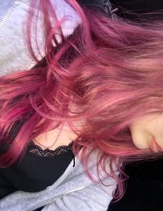 Dark Pink Hair Aesthetic, Red And Pink Hair, Pink Hair Tips, Pink Red Hair, 2025 Energy, Manifest Inspiration, Raspberry Hair, Dark Pink Hair, Brain Juice