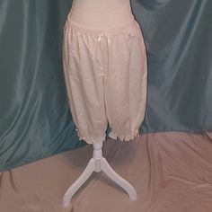 Handmade Victorian Style Petticoat Bloomers, Made Of Natural Cotton Muslin, Adorned With Satin Bows On Waist And Legs. These Are Brand New, I Just Ordered 2 Sizes And These Were To Big. These Would Best Fit A Size 16-18. See Photos For Measurements. Feminine Stretch Knee-length Bottoms, Feminine Knee-length Stretch Bottoms, Feminine Cotton Bottoms For Daywear, Pink Boxing Gloves, Equestrian Pants, Pink Bloomers, California Costumes, Womens Lacrosse, Black Scrubs