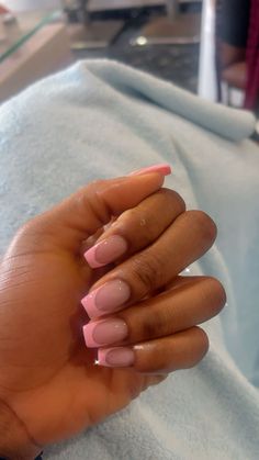 Square Light Pink French Tip Nails, Natural French Nails Acrylics, Soft Pink French Tip Nails Square, Blush Pink Nails French Tip, Blush Pink French Tips, Plain Pink French Tips, French Tips Pink Nails, Short Medium Pink Nails, Light Pink French Tips Coffin