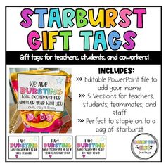 the starburst gift tags are great for teachers and students to use in their classroom