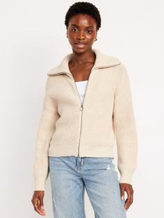 mock neck long sleeves full-zip front loose fit hits high on hip models are approx.  5'9" and wear sizes s (4), l (12), and xl (18)machine wash according to the care instruction label  . Best Holiday gift for Women , perfect Cardigans for Christmas! Cheap Everyday Cream Cardigan, Old Navy Cropped Cardigan, Cheap V-neck Ribbed Cardigan, Cheap Women's Button-up Cardigan, Cheap Soft Knit Button-up Outerwear, Perfect Cardigan, Pajamas Gift, Zip Cardigan, Zip Up Sweater