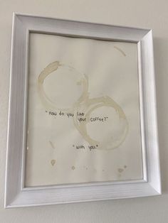 a white frame with some writing on it