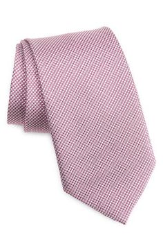 A richly textured design brings understated detail to a sophisticated tie crafted from pure Italian silk. 3 1/4" width; 58" length 100% silk Dry clean Made in the USA of imported fabric Spring Silk Ties For Formal Occasions, Elegant White Ties For Workwear, Elegant White Ties For Work, Elegant Silk Ties For Spring, Elegant Suit And Tie Accessories For Business In Spring, Elegant Spring Business Suit And Tie Accessories, Classic Silk Ties For Office, Elegant Spring Ties For Office, Elegant Business Ties For Spring