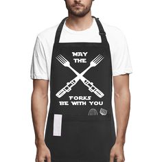 PRICES MAY VARY. ★Premium Material: The May The Forks Be With You cooking apron funny gag gifts for men is made of precision machined polyester, It has water oil stain resistant, soft and breathable which can well protect your clothes from oil stains. No harmful chemicals, safe for you and your family. ★Professional Grilling Gifts for Men Accessory: Approximately 28.7" (L) x 26.4" (W). Adjustable neck strap, length can be adjusted freely to fit most sizes easily. Cute cooking aprons for men with Funny Aprons For Men, Funny Gag Gifts, Apron Funny, Branded Aprons, Cooking Aprons, Cooking Humor, Funny Aprons, Kitchen Grill, Grilling Gifts