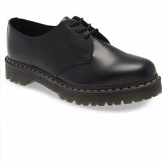 Dr. Martens 1461 Quad Platform Derby Women's Shoes Black Size 11 Black Oxfords With Lug Sole And Plain Toe, Black Plain Toe Oxfords With Lug Sole, Black Leather Shoes For Derby In Fall, Black Low-top Oxfords With Leather Footbed, Dr Martens 1461 Quad, Rose Gold Boots, Doc Marten Boot, Heeled Lace Up Boots, Shoes Dr Martens