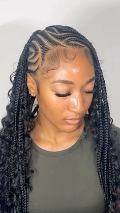 Cornrows In The Front Box Braids In Back, Box Braids In Back, Braided Hairstyles For Teens, Braided Ponytail Hairstyles, Protective Hairstyles Braids, Pretty Braided Hairstyles