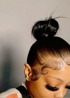 Cute Classy Natural Hairstyles, Slick Back Bun Natural Hair Dramatic Edges, Ends Clipped Natural Hair, 2 Buns Natural Hairstyle, Slick Back Curly Ponytail Natural Hair, Natural Bun Black Women, Puffy Buns Hairstyles, Slick Ponytail With Swoop, Sleek High Bun Black Women