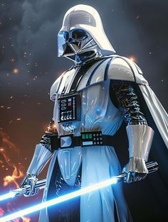 a star wars character holding a light saber