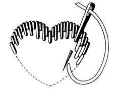 a drawing of a pair of scissors in the shape of a heart with an arrow on it