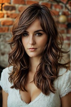 Uncover everything you need to know about side bangs, including how to choose the right style, ways to style them, and tips for maintaining your look. Long Hair With Side Part, Side Swept Bangs Hairstyles, Long Bob With Bangs, Bangs Ideas, Long Brunette Hair, Dark Brunette Hair, Swept Bangs, Curls For Long Hair, Bangs Hairstyles