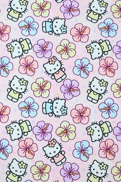 a pink background with hello kitty on it