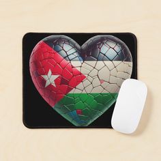 a heart shaped mosaic mouse pad with a flag of texas on it