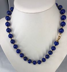 "Product: Lapis Natural Color Beads Silver Clasp & Silver Beads Gold plated. Size: 12 mm Length: 20\" Beads count: 33 Weight: 94 Grams" Beaded Jewelry Necklaces, Lapis Lazuli Beads, Color Beads, Beads Necklace, Silver Beads, Lapis Lazuli, Natural Color, Necklace Etsy, Beaded Jewelry