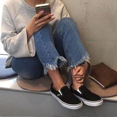 Black Vans Outfit, Vans Slip On Black