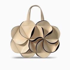 Beige Modern Natural Shoulder Bag For Evening, Elegant Geometric Bags For Daily Use, Elegant Geometric Bag With Removable Pouch, Elegant Flower-shaped Shoulder Bag For Daily Use, Elegant Flower Shaped Shoulder Bag For Daily Use, Floral Structure, Flower Structure, Purse Ideas, Flower Handbag