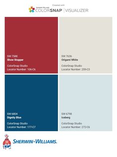 the color scheme for sherylin - williams's new paint colors, including red, white and blue