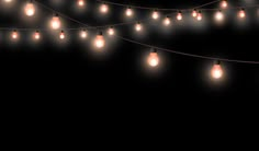 a string of light bulbs on a black background