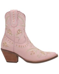 Dingo Women's Floral Western Booties - Snip Toe | Boot Barn Western Style Pink Mid-calf Boots For Spring, Western Style Pink Mid-calf Boots, Pink Fitted Western Mid-calf Boots, Western Style Fitted Pink Mid-calf Boots, Pink Leather Mid-calf Boots With Round Toe, Pink Closed Toe Boots For Fall, Pink Leather Mid-calf Boots For Fall, Pink Leather Mid-calf Boots For Spring, Fitted Western Pink Boots