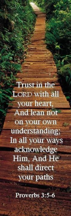 a wooden path with the words trust in the lord with all your heart and learn not to