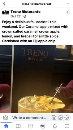 an image of a food item that is being posted on the twitter account for treno restaurante