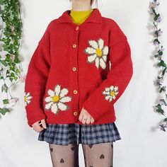 Princess Core Outfit Casual, Princess Core Outfit, Indie Outfit Inspo, Big Daisy, Moth Sweater, Flower Knit, Princess Core, Chunky Wool