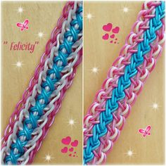 two different colored braids on top of each other, one blue and the other pink