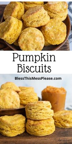 pumpkin biscuits stacked on top of each other