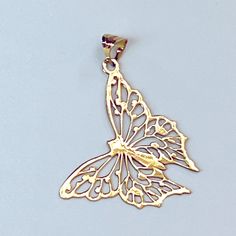 18 K Solid Gold Large Butterfly Shaped Charm Gold Necklace- 750 Stamped - Largest Butterfly, Solid Gold Necklace, Butterfly Shape, Womens Jewelry Necklace, Solid Gold, 18k Gold, Gold Necklace, Jewelry Necklaces, Necklaces