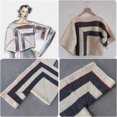 four pictures of different sweaters with designs on the front and back, including one woman's top