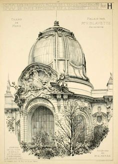 an old architectural drawing of a dome on top of a building