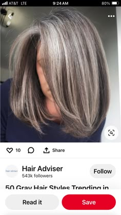 Gray Blonde Hair Balayage, Best Hair Highlights, Enhancing Gray Hair, Hairstyles Highlights, Gray Highlights, Gray Blending, Grey Blending, Going Gray Gracefully, Grey Blonde Hair