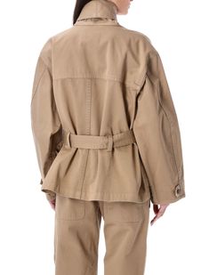 73% cotton, 27% cotton | Marant Étoile Women's Prunille Jacket in Sahara Beige | SS24 Stella Mccartney Adidas, Jeans Jumpsuit, Women's Coats & Jackets, Adjustable Belt, Women's Coats, Shirt Skirt, Cotton Jacket, Yoga Wear, Casual Wardrobe