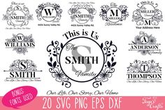 20 svg monogram font styles for wedding and party logos, labels or emblems