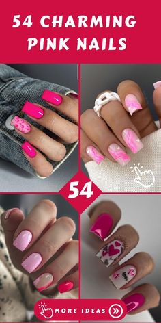 💅 Treat yourself to a chic and charming look with our stunning pink nail designs that are sure to make you feel fabulous! From elegant and timeless to trendy and bold, we have a variety of options to match your mood and style. Book your appointment now and get ready to showcase your charming pink nails to the world. #CharmingPinkNails #PinkManicureGoals 🌸 Design For Pink Nails, Shades Of Pink Nail Designs, Marbella Nails, Neon Pink Nail Designs, Bright Pink Valentine Nails, Valentines Day Nails Fuschia, Pink Manicure Ideas, Pink Nails Hearts Valentines Day, February Nails Ideas Valentines Day Pink Hearts