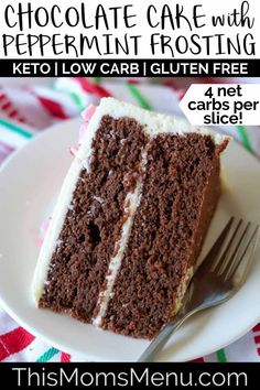 chocolate cake with peppermint frosting and keto gluten free thin