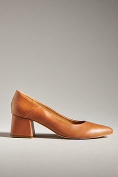 Leather upper Memory foam insole Leather, rubber sole Slip-on styling Imported | Fiorela Go-To Mid Heels by Nisolo in Brown, Women's, Size: 7.5, Leather/Rubber at Anthropologie Calf Leather Heels With Removable Insole Medium Width, Modern Leather Heels With Padded Heel, Leather Heels With Reinforced Heel And Pointed Toe, Leather Heels With Medium Width Leather Sole, Leather Heels With Medium Width Sole, Medium Width Leather Heels With Leather Sole, Leather Block Heel Shoes With Removable Insole, Leather Heels With Removable Insole And Pointed Toe, Modern Leather High Heel Court Shoes