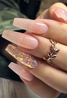 Milky Nails, Blush Nails, Pretty Nail Art Designs, Long Acrylic Nails Coffin, Acrylic Nails Coffin Pink, Coffin Nails Long, Bling Acrylic Nails, Acrylic Nails Coffin Short