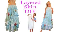 Boho Skirt Diy, Layered Ruffle Skirt Pattern, Layered Skirt Pattern, Diy Boho Clothes, Ruffle Skirt Pattern, Layered Maxi Skirt, Long Skirt Pattern