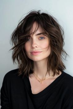 13 Medium Shaggy Hairstyles For A Trendy Look - NeedleStar Shaggy Layers Medium, Shaggy Short Hair Women, Shag Hairstyles Straight Hair, Emo Shag Haircut, Shaggy Medium Hair With Bangs, Choppy Shag Hairstyles Medium, The Shag Haircut, 2b Hair, Medium Haircuts With Bangs