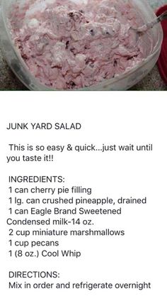 the recipe for tuna salad in a plastic container with instructions on how to make it