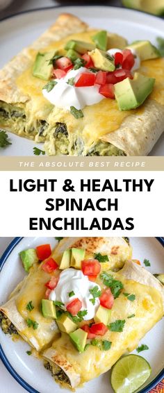 Image for Light & Healthy Spinach Enchiladas Spinach Enchilada Casserole, Spinach Enchiladas, Enchilada Casserole, Creamed Spinach, Enchilada Recipes, Spinach And Cheese, Spinach Stuffed Chicken, Quick Weeknight Dinners, Corn Tortillas