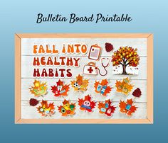 bulletin board printable for fall into healthy habitts