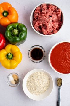 the ingredients are laid out in bowls on the table