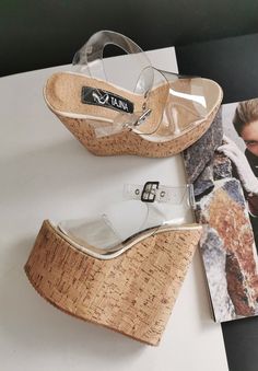 Transparent Strap Wedge Sandals - Tajna Club Comfy Wedges Sandals, Purple High Heels, Comfy Heels, Fashion Shoes Sandals, Club Shoes, Strap Wedge, Fancy Shoes, Super High Heels