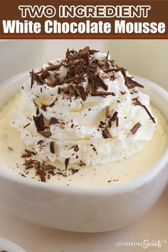 two ingredient white chocolate mousse in a bowl