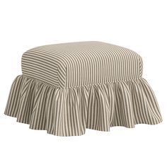 a brown and white striped ottoman cover